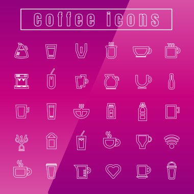 vektör simgeler kahve Kupası beyaz ince hat