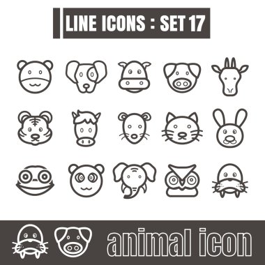 simge hayvan çizgi siyah Modern stil vektör beyaz arka plan üzerinde