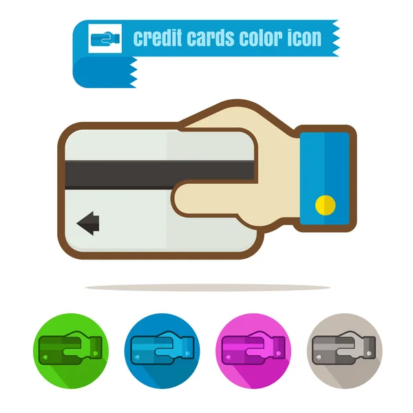 Pictogram creditcards kleurrijk ontwerp vector op witte achtergrond — Stockvector