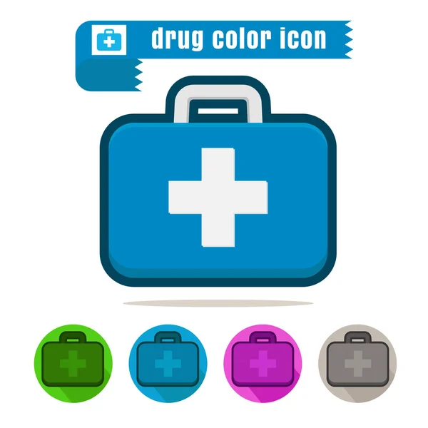 Icono medicina bolso colorido diseño vector sobre fondo blanco — Archivo Imágenes Vectoriales