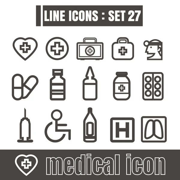 Conjunto de iconos Línea Medical Works negro Elementos de diseño de estilo moderno — Archivo Imágenes Vectoriales