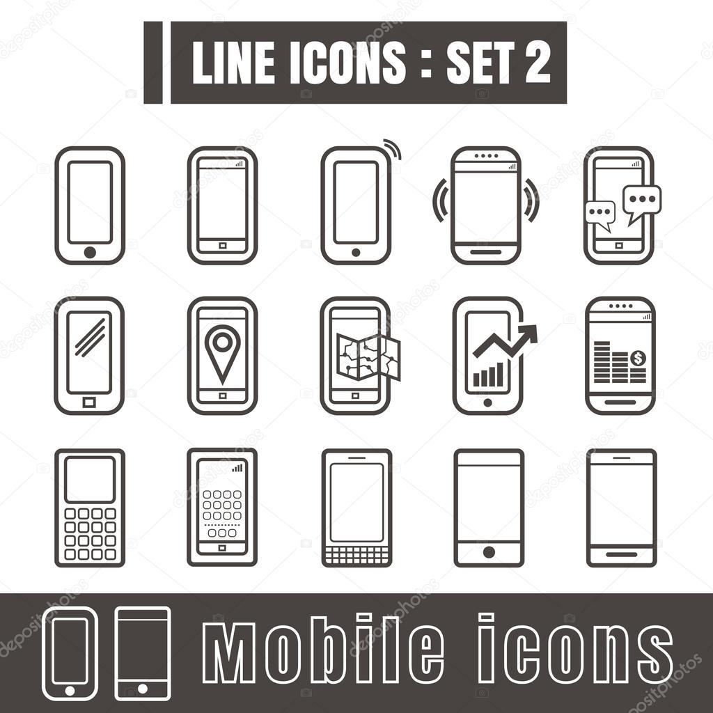 Line icons black set 2. Illustration eps 10 on white background