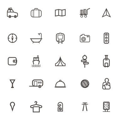 Seyyar vektör ve ulaşım basit simgeler arabalar, uçaklar, gemiler,