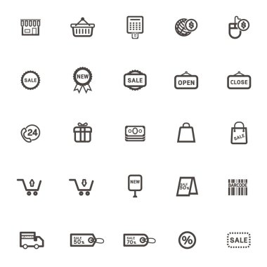 Internet dükkan vektör çağdaş ince çizgi satış indirim Icons set