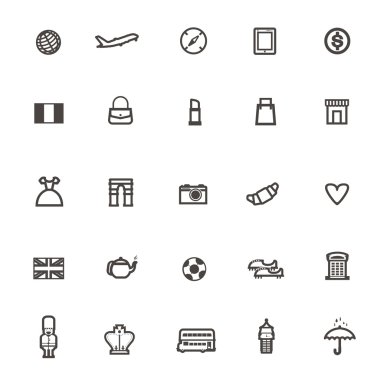 vektör seyahat etmek simge Fransa ve İngiltere'de beyaz arka plan üzerinde