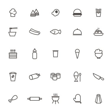 vektör yiyecek Restoran simgesi beyaz arka plan üzerinde seti