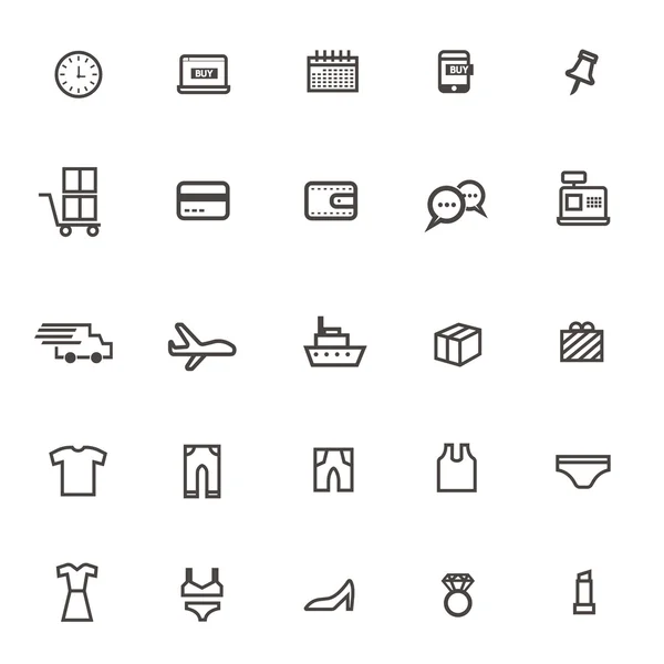 Vector de compras en línea web delgadas líneas iconos sobre fondo blanco — Archivo Imágenes Vectoriales