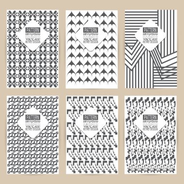 Vintage arka plan afiş retro broc kümesi siyah desen vektör