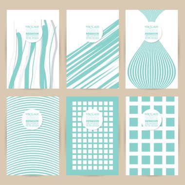 Vintage desen arka plan afiş retro broch kümesi vektör mavi