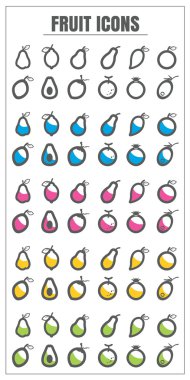 simgeler renk blck mavi pembe sarı yeşil vektör beyaz ba meyve