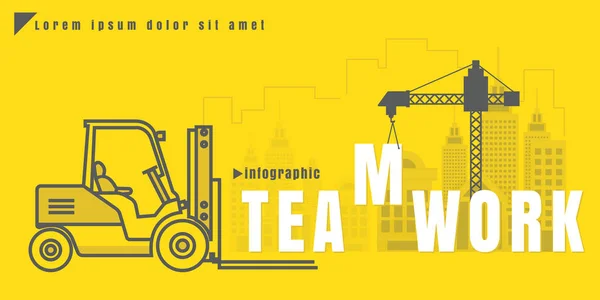 Infographic vektor kreativ illustration av lagarbete text forkli — Stock vektor