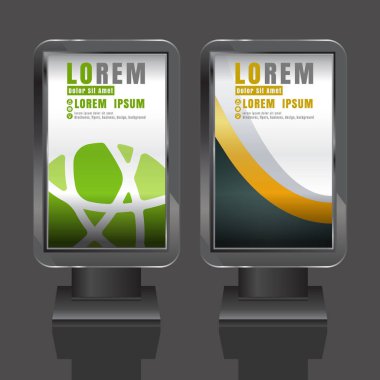 Açık hava reklam tasarım renk çizgili küre ile kurumsal kimlik için beyaz. İleti örneğini ışık kutusu arka plan ayarlama