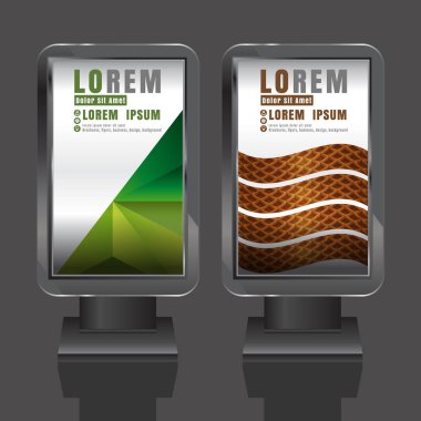 Açık hava reklam tasarım renk çizgili küre ile kurumsal kimlik için beyaz. İleti örneğini ışık kutusu arka plan ayarlama