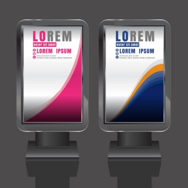 Açık hava reklam tasarım renk çizgili küre ile kurumsal kimlik için beyaz. İleti örneğini ışık kutusu arka plan ayarlama