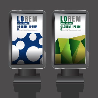 Açık hava reklam tasarım renk çizgili küre ile kurumsal kimlik için beyaz. İleti örneğini ışık kutusu arka plan ayarlama