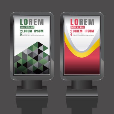 Açık hava reklam tasarım renk çizgili küre ile kurumsal kimlik için beyaz. İleti örneğini ışık kutusu arka plan ayarlama