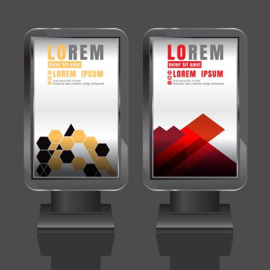 Açık hava reklam tasarım renk çizgili küre ile kurumsal kimlik için beyaz. İleti örneğini ışık kutusu arka plan ayarlama