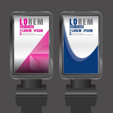 Açık hava reklam tasarım renk çizgili küre ile kurumsal kimlik için beyaz. İleti örneğini ışık kutusu arka plan ayarlama