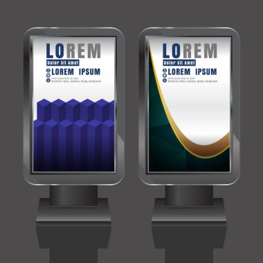 Açık hava reklam tasarım renk çizgili küre ile kurumsal kimlik için beyaz. İleti örneğini ışık kutusu arka plan ayarlama