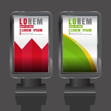 Açık hava reklam tasarım renk çizgili küre ile kurumsal kimlik için beyaz. İleti örneğini ışık kutusu arka plan ayarlama