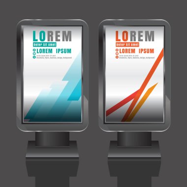 Açık hava reklam tasarım renk çizgili küre ile kurumsal kimlik için beyaz. İleti örneğini ışık kutusu arka plan ayarlama