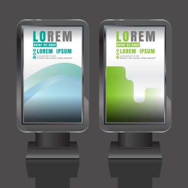 Açık hava reklam tasarım renk çizgili küre ile kurumsal kimlik için beyaz. İleti örneğini ışık kutusu arka plan ayarlama