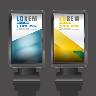 Açık hava reklam tasarım renk çizgili küre ile kurumsal kimlik için beyaz. İleti örneğini ışık kutusu arka plan ayarlama