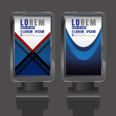 Açık hava reklam tasarım renk çizgili küre ile kurumsal kimlik için beyaz. İleti örneğini ışık kutusu arka plan ayarlama