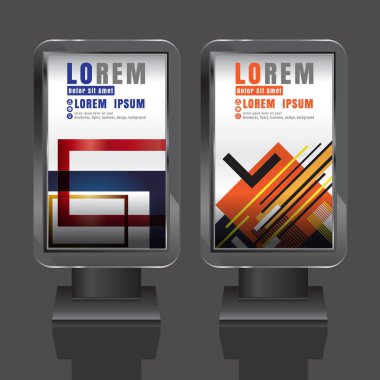 Açık hava reklam tasarım renk çizgili küre ile kurumsal kimlik için beyaz. İleti örneğini ışık kutusu arka plan ayarlama