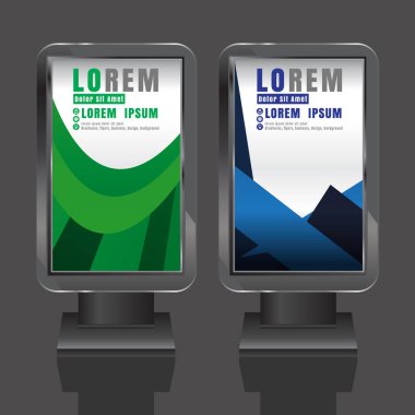 Açık hava reklam tasarım renk çizgili küre ile kurumsal kimlik için beyaz. İleti örneğini ışık kutusu arka plan ayarlama