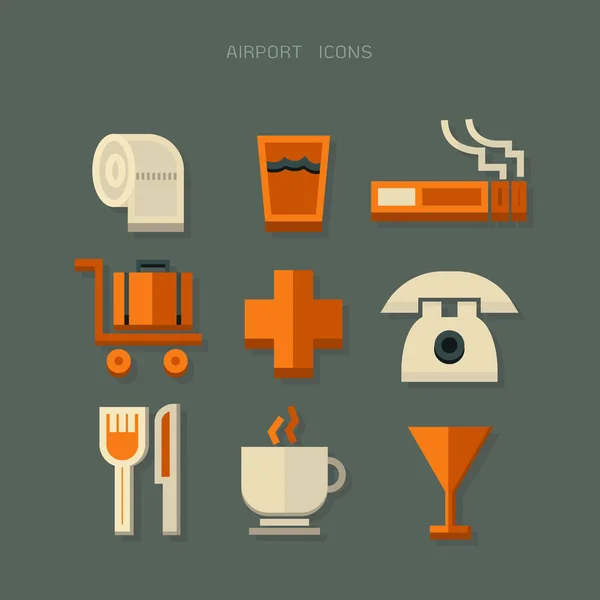 Pasaport onay Denetim Kurulu izole vektör çizim beyaz arka plan üzerinde ile simge iş Havaalanı seyahat Icons set — Stok Vektör