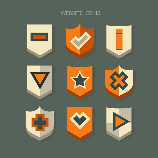 Ikoner webbplats sociala medier geometri modern design Orange vit på bakgrunden — Stock vektor