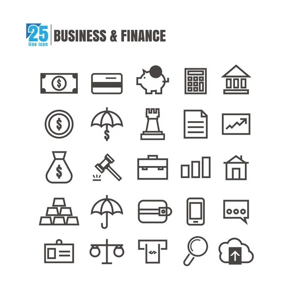 Icons business line black finance graph teamwork erfolg bank transfer geld auf weißem hintergrund — Stockvektor