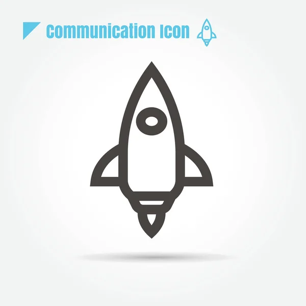 Icône fusée sur fond blanc et logo — Image vectorielle