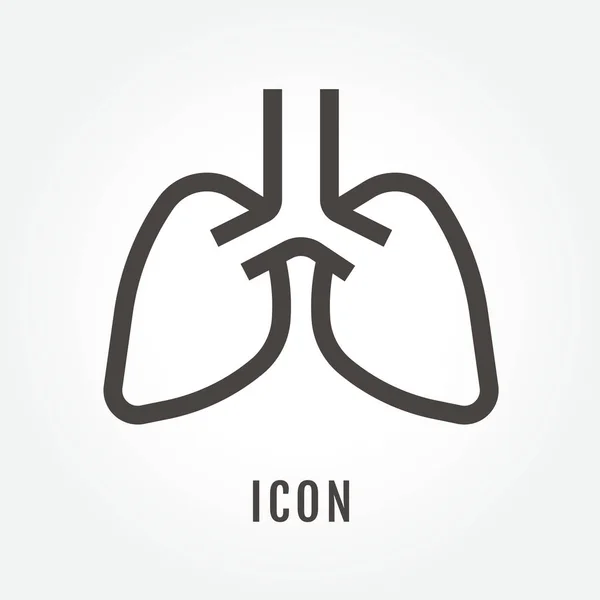 肺の図分離記号のアイコン シンボル web の細い線, — ストックベクタ