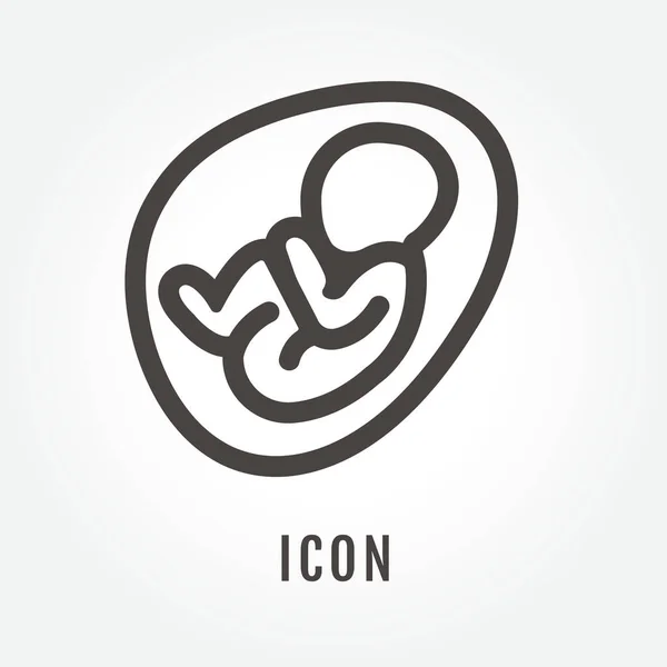 胎児の図分離記号のアイコン シンボル web の細い線, — ストックベクタ