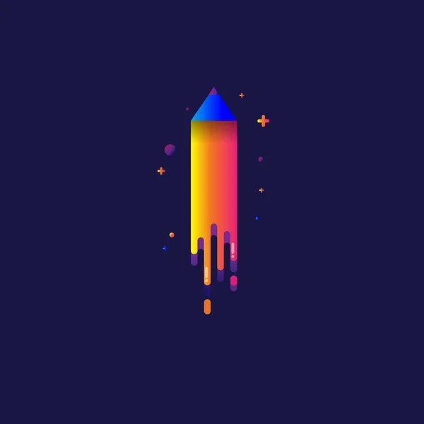 Ícone Lápis arco-íris bonito colorido luz ilustração sinal s — Vetor de Stock