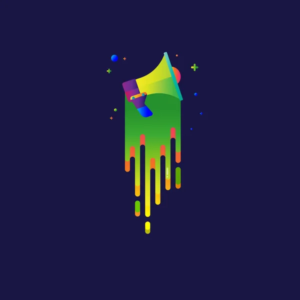 Symbol Megafon Regenbogen schöne bunte Licht Illustration sig — Stockvektor