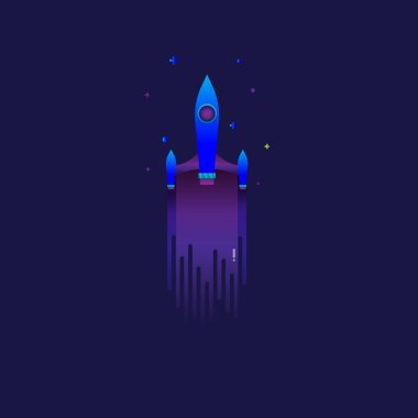 Uzay Roket fırlatma renk degradesi. web, modern işareti simgesi