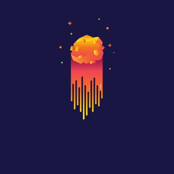 Icône de météorite de flamme dans un style plat isolé sur fond bleu. symbole stock vecteur illustration . — Image vectorielle