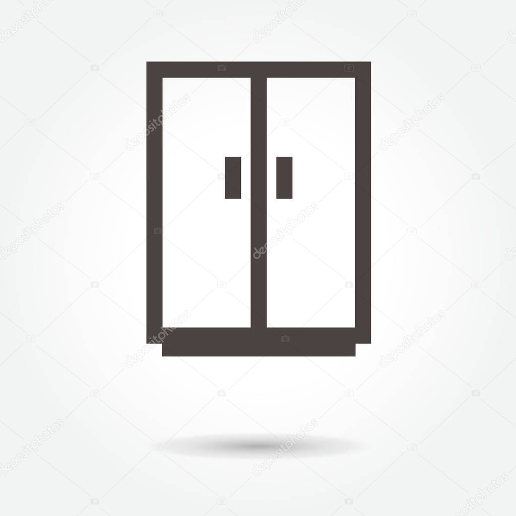 Cupboard wardrobe icon, modern design web element on white background. logo