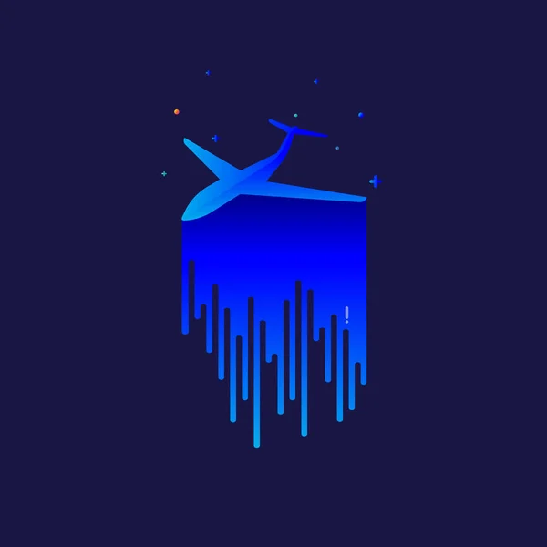 Flugzeug, das in Höhen fliegt Icon Vektor Illustration auf bl — Stockvektor