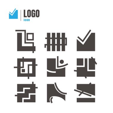 logo Icons set. vektör. Beyaz arka plan üzerinde. logosunu görmeniz gerekir. sembolü. Geome