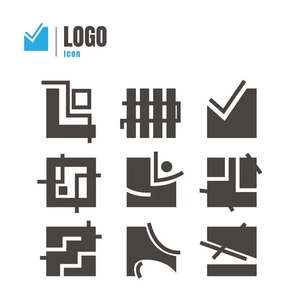 Σετ εικονιδίων Logo. διάνυσμα. σε λευκό φόντο. λογότυπο. σύμβολο. Γεωμε — Διανυσματικό Αρχείο