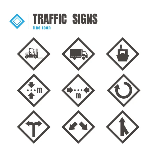Icona del segnale stradale impostata. logo. simbolo. comunicazioni. su ba bianca — Vettoriale Stock