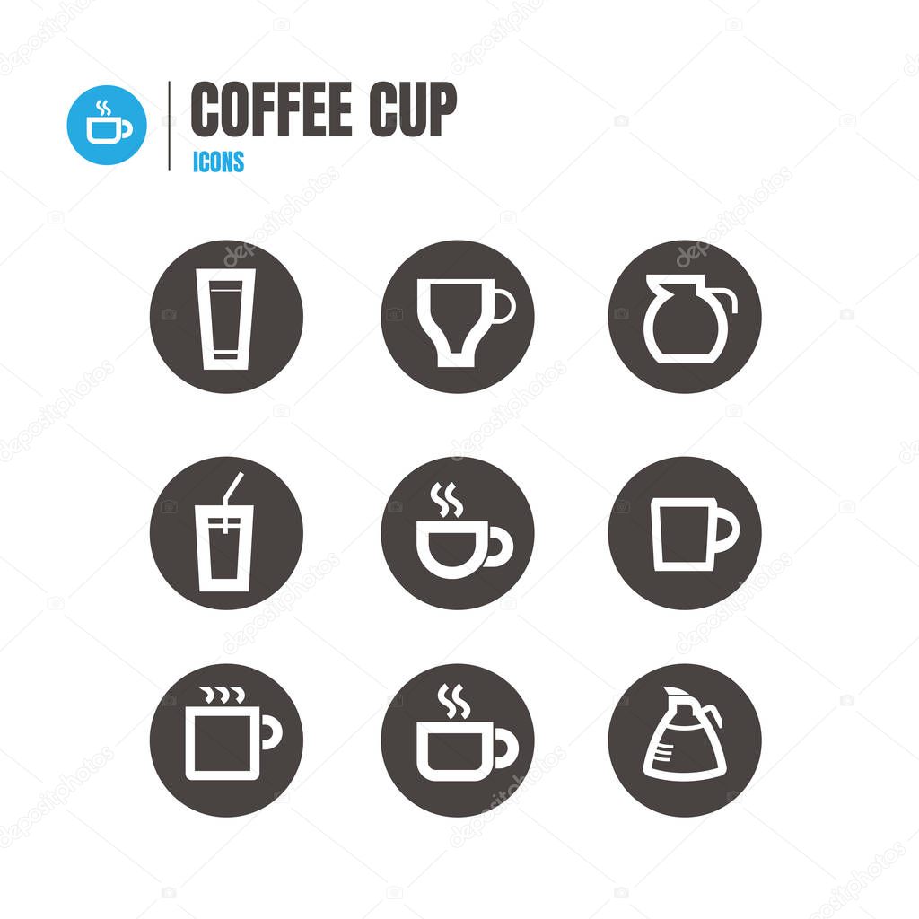 Coffee cup and Tea cup icon set. Illustration Vector . symbol on