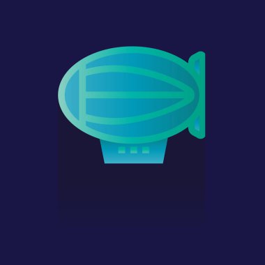 Balon Zeplin. Tasarım vektör simgesi mavi zemin üzerine