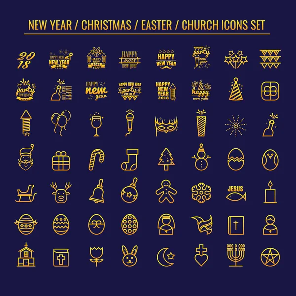 Yeni yıl. Noel. Paskalya. kilise. Mavi backgro vektör simgesine — Stok Vektör