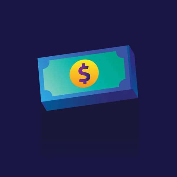 Money icon. Vector illustration. color. logo. symbol. on blue ba — Stock Vector
