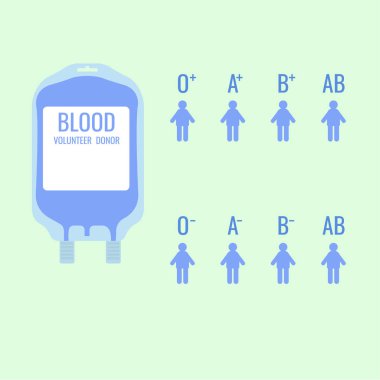Kan torbası. gönüllü donör. Kan grubu. vektör çizim b